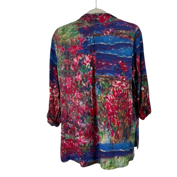 John Mark Abstract Watercolor Button Front Shirt Long Sleeve Boho Artsy Womens S - Picture 6 of 6